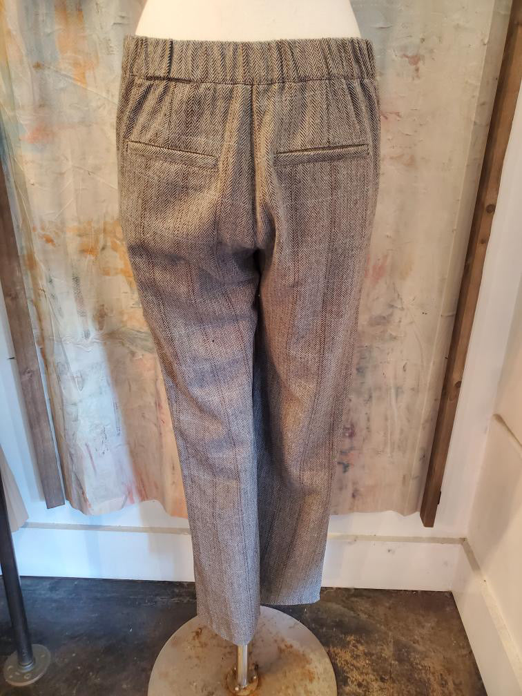 Herringbone Pattern High Waist Flare Pants