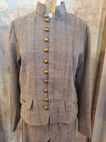 Herringbone Stand Collar Tailored Jacket