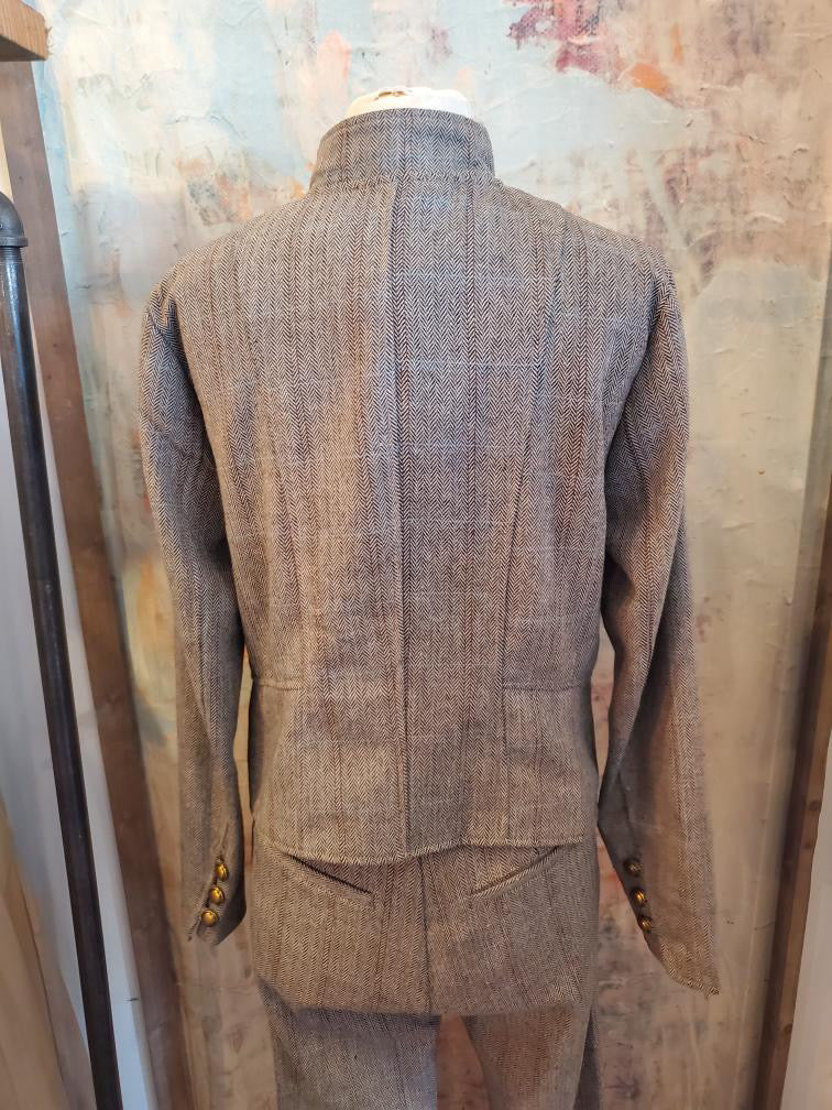 Herringbone Stand Collar Tailored Jacket