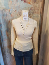 Gold Snap Button Long Sleeve Knit Top