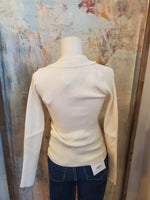 Gold Snap Button Long Sleeve Knit Top
