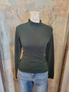 Lettuce Trim Mock Neck Knit Top