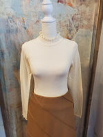 Lettuce Trim Mock Neck Knit Top