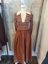 Stripe Long Sleeve Knit Top Midi Dress