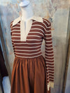 Stripe Long Sleeve Knit Top Midi Dress