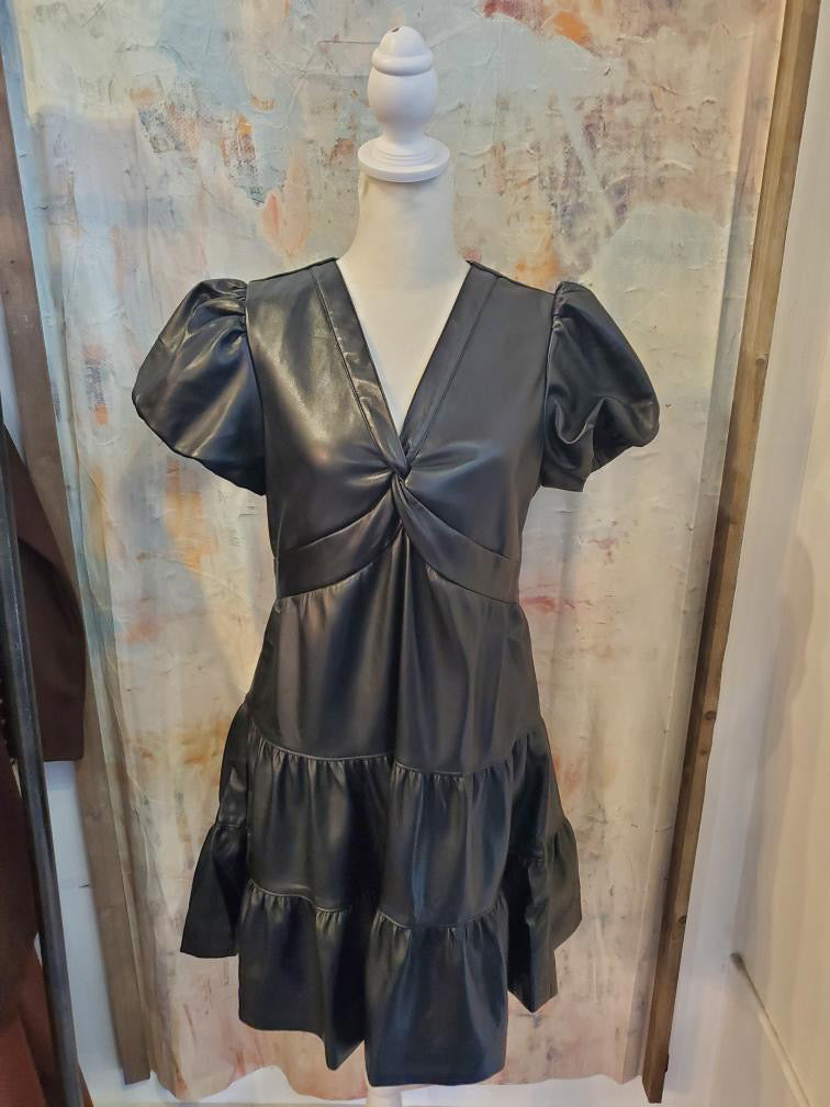 Twisted Faux Leather Dress