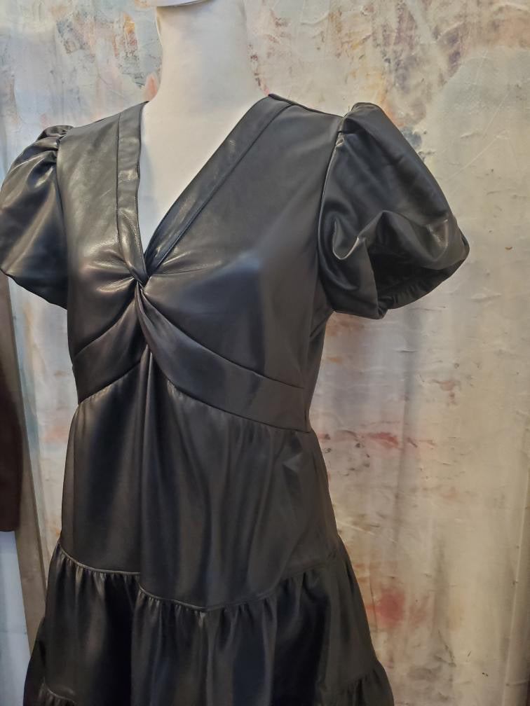 Twisted Faux Leather Dress