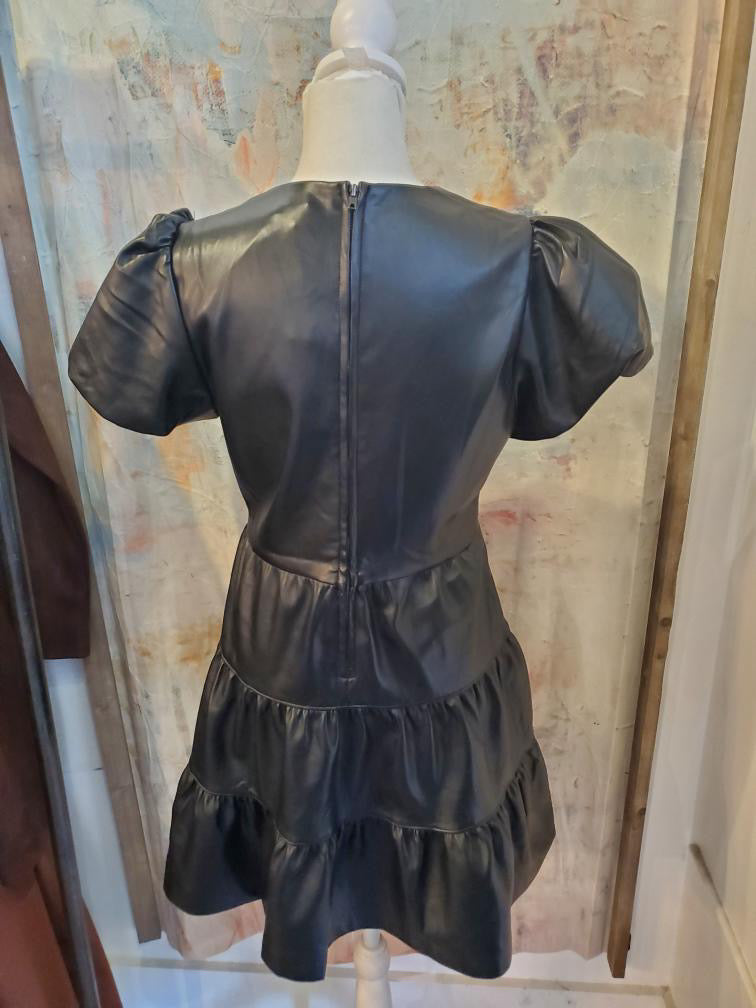 Twisted Faux Leather Dress