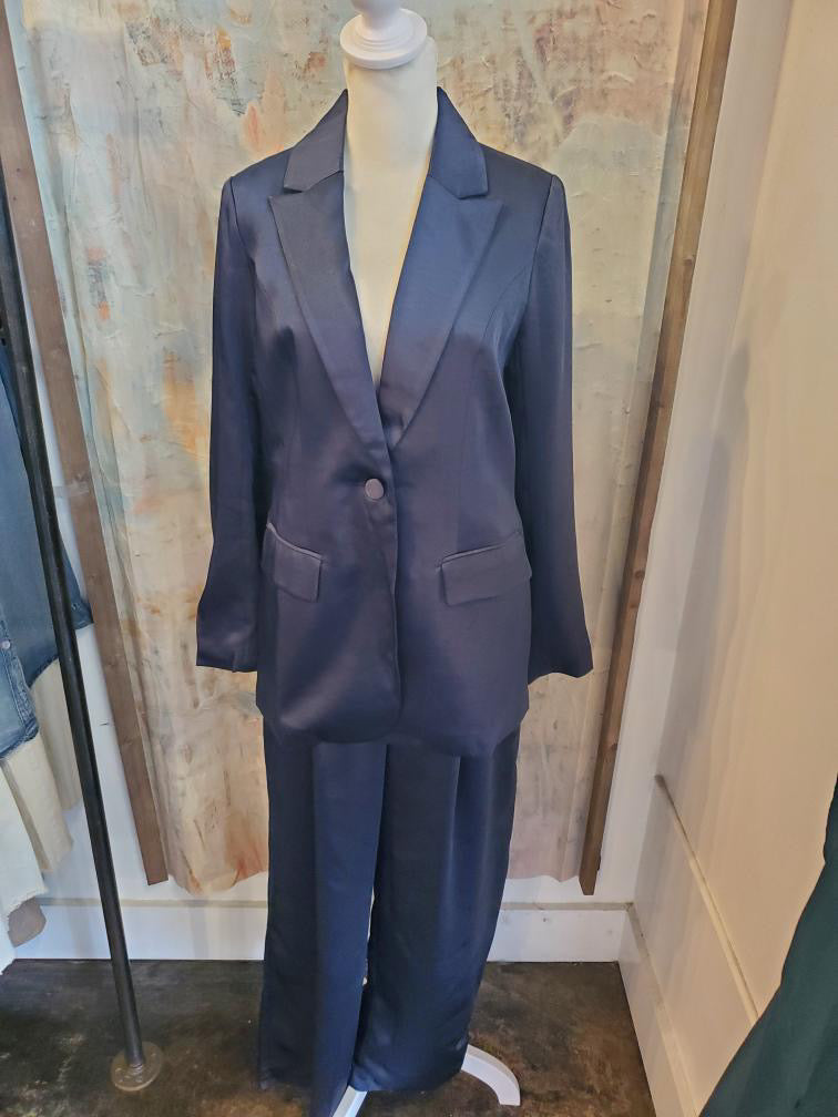Satin Elastic Back Trouser Pants