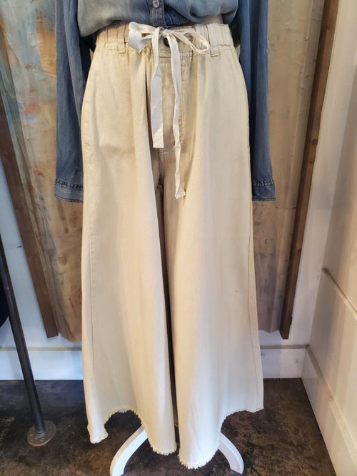 Wide Leg Stone Tie Waist Pants