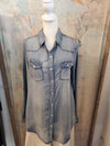 Long Sleeve Roll Up Sleeve Denim Tencel Top
