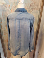 Long Sleeve Roll Up Sleeve Denim Tencel Top