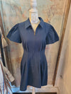 Navy Twill Zip Front Dress