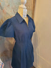 Navy Twill Zip Front Dress
