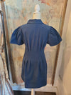Navy Twill Zip Front Dress