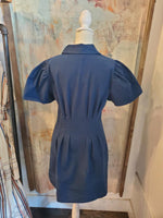 Navy Twill Zip Front Dress