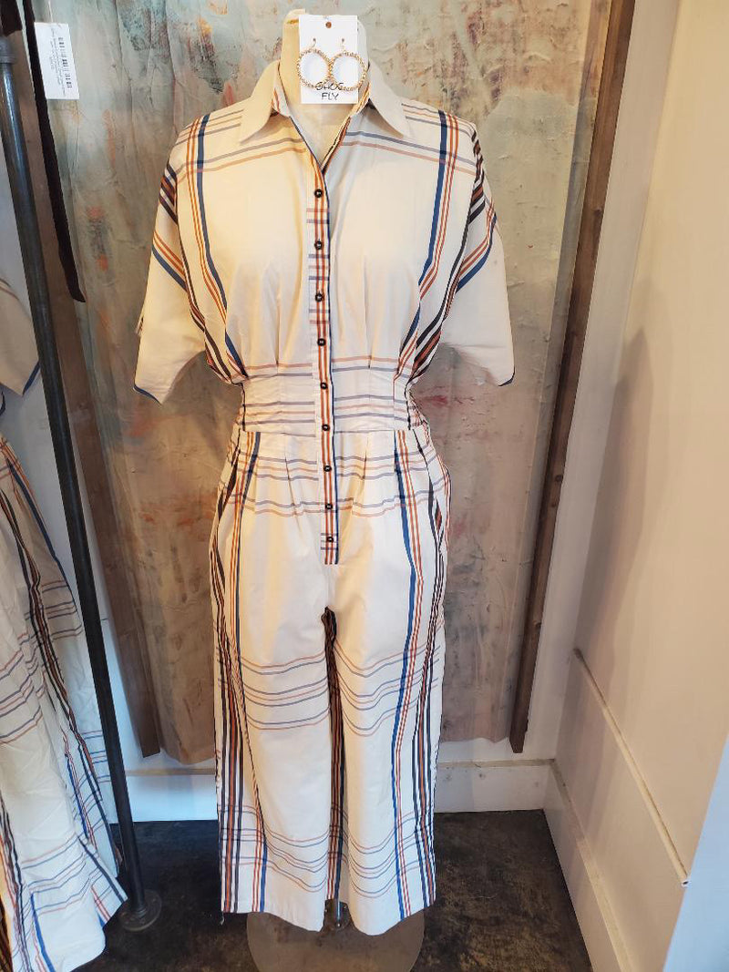Plaid Pleated Jumpsuit