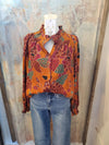 Long Sleeve Rust Brown Button Detail Top