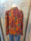 Long Sleeve Rust Brown Button Detail Top