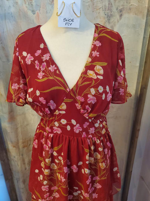 Burgundy Multi Tiered Maxi Dress