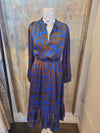 Brown Multi Split Neck Abstract Dress