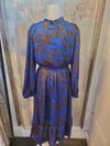 Brown Multi Split Neck Abstract Dress