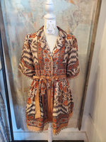 Fall Floral Tie Waist Dress with Pockets