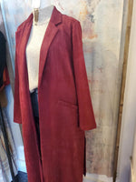 Faux Suede Duster with Pockets