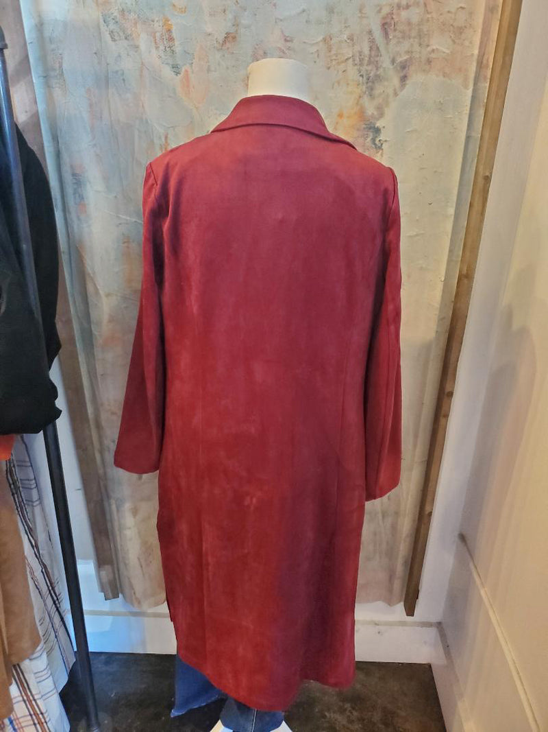 Faux Suede Duster with Pockets