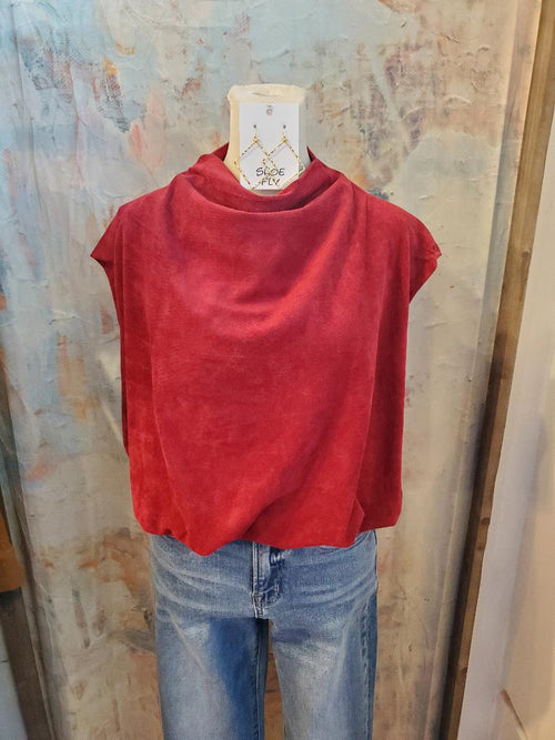 Faux Suede Detail Top