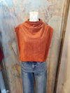 Faux Suede Detail Top