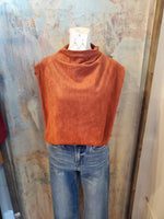 Faux Suede Detail Top