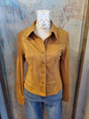 Faux Suede Button Up Top