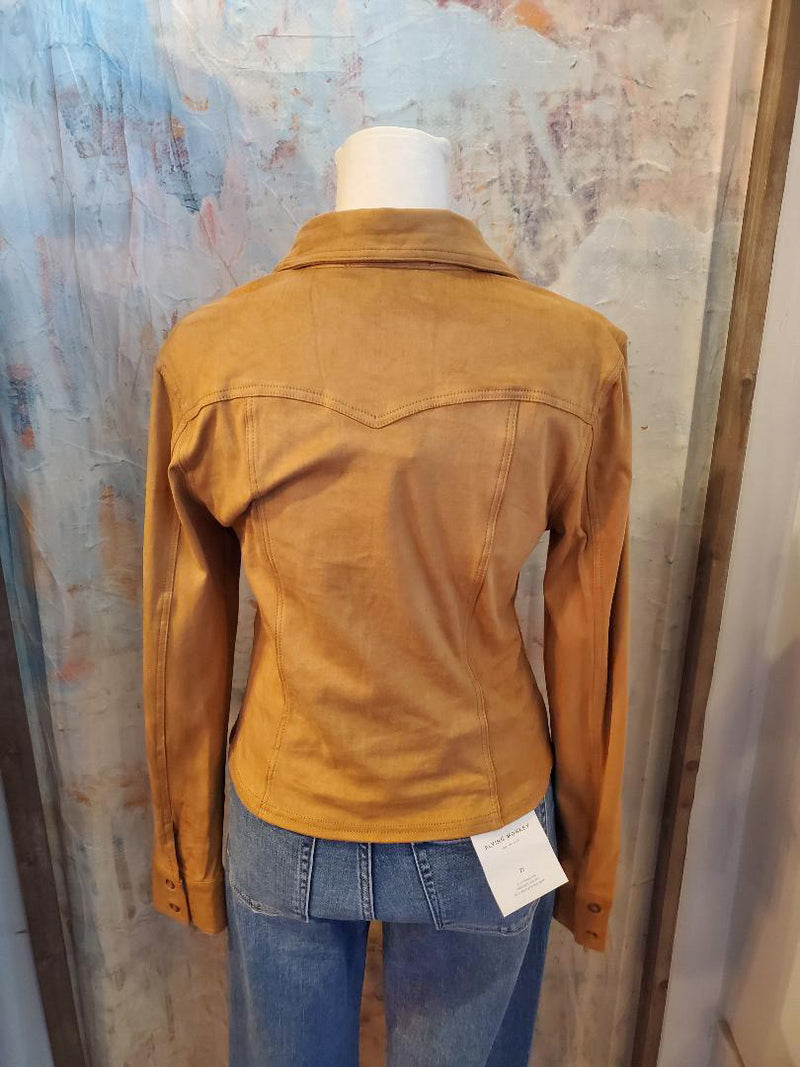 Faux Suede Button Up Top