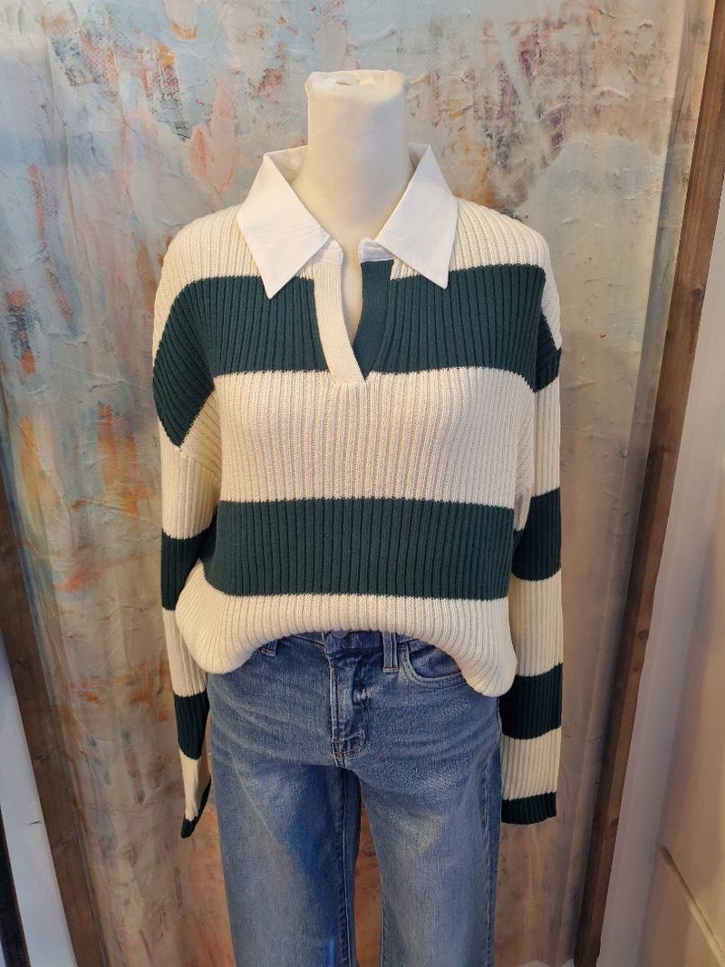 Hunter Green Stripe Sweater