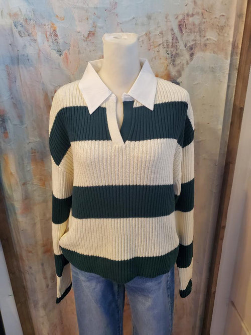 Hunter Green Stripe Sweater