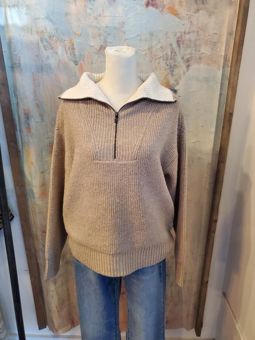 Zip Up Pullover Detail Collar