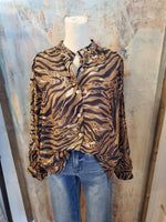 Print Multi Button Up Blouse