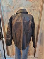 Washed Faux Leather Oversize Jacket
