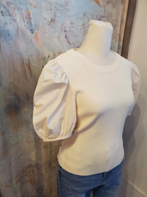 Rib Detail Short Sleeve Top