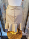 Ruffle Button Down Faux Leather Skirt