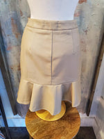 Ruffle Button Down Faux Leather Skirt