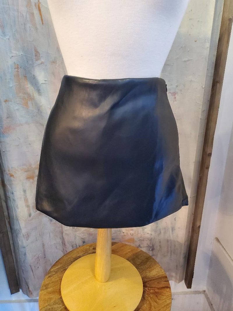 Shiny Faux Leather Skort