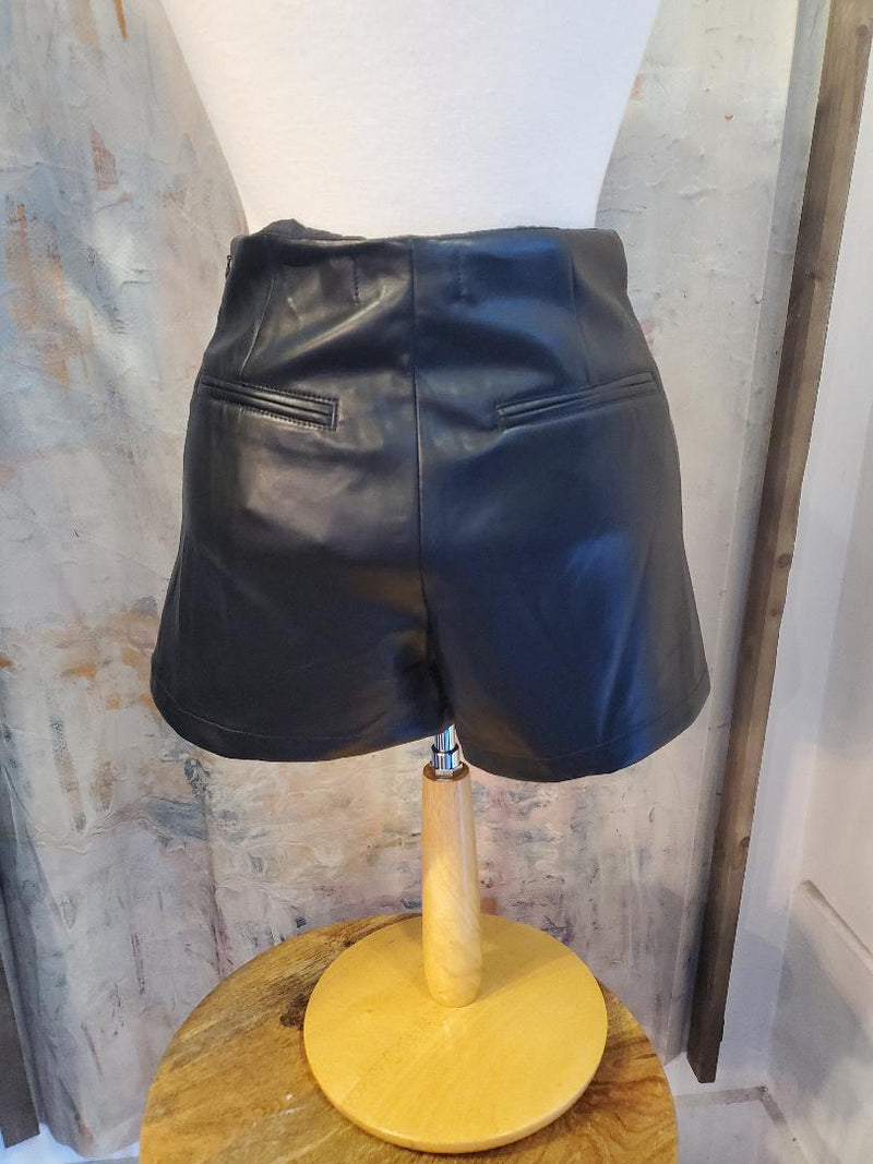 Shiny Faux Leather Skort