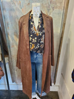 Faux Suede Duster with Pockets