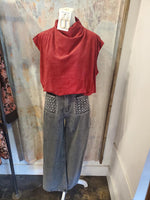 Grid Checker Pocket Detail Denim Pants