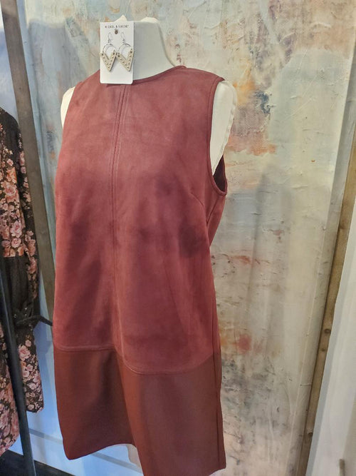 Sleeveless Faux Suede/Leather Dress