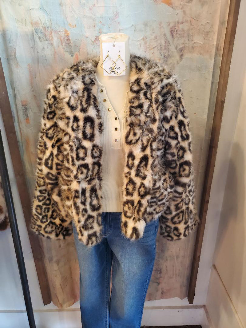 Animal Print Faux Fur Jacket