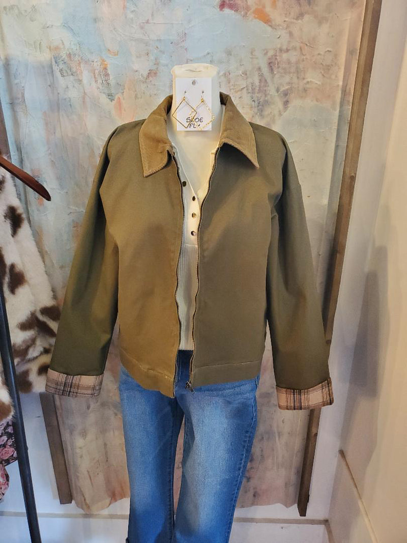 Plaid Sleeve Detail Jacket