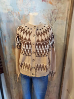 Button Down Cardigan Print Detail